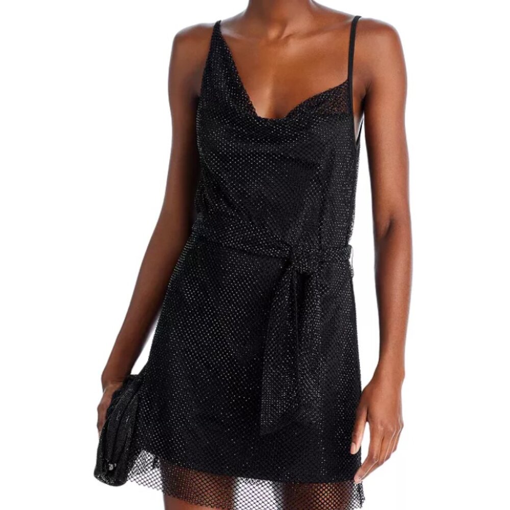 AQUA Asymmetric Sparkle Sleeveless Dress - M